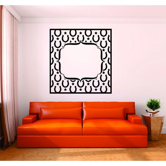 Living Room Art Horseshoe Western Star Picture Frame Cowboy Cowgirl 16x16