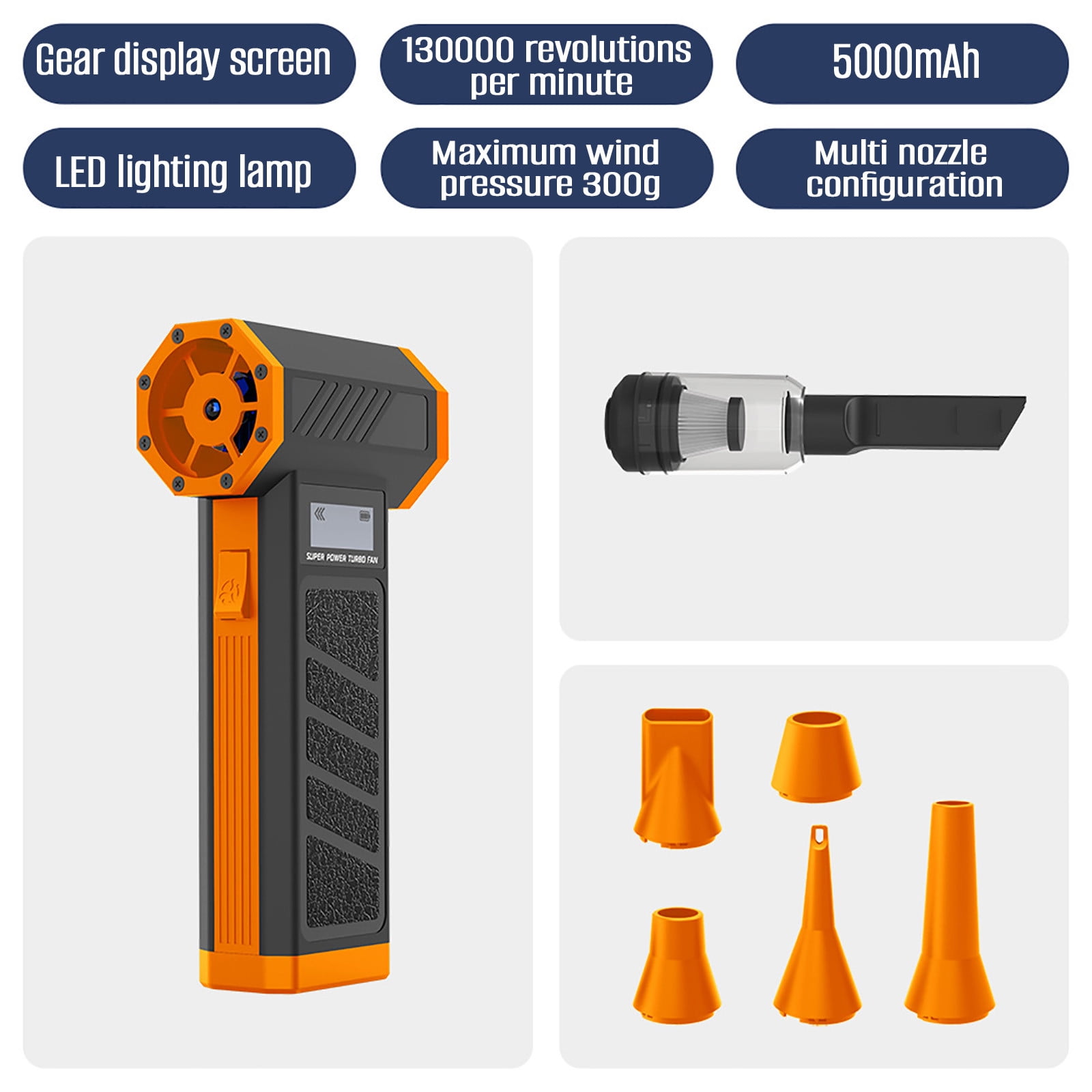 Electric Air Duster 130000RPM Cordless Dust Blower With LED Display 4 Speed Adjustable High Pressure Air Cleaner, Multi Nozzle Air Blower for Keyboard PC Car Interior Electronics Cleaning