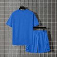 thumbnail image 5 of Mens 2 Piece Outfit Crew Neck Short Sleeve Ligjtweight Drawstring Shorts Summer Solid Color Set With Large Pockets Blue XXL, 5 of 7
