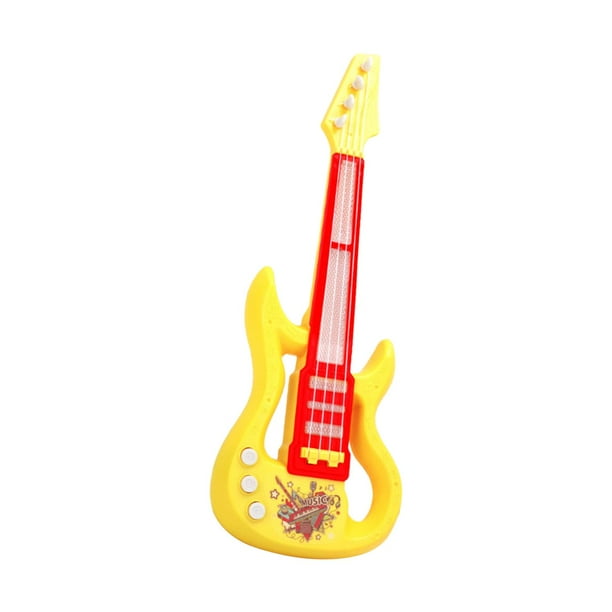 Guitarra de Juguete Musical para Niños, Ukelele Portátil de Aprendizaje Temprano, Instrumento Musical de Juguete, Guitarra Electrónica de Juguete para Amarillo