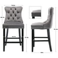 thumbnail image 6 of DONICK Velvet Counter Height Bar Stools Set of 6,Button Tufted Back Bar Chair Nailhead Back Pull Tab Wooden Leg(Gray), 6 of 7