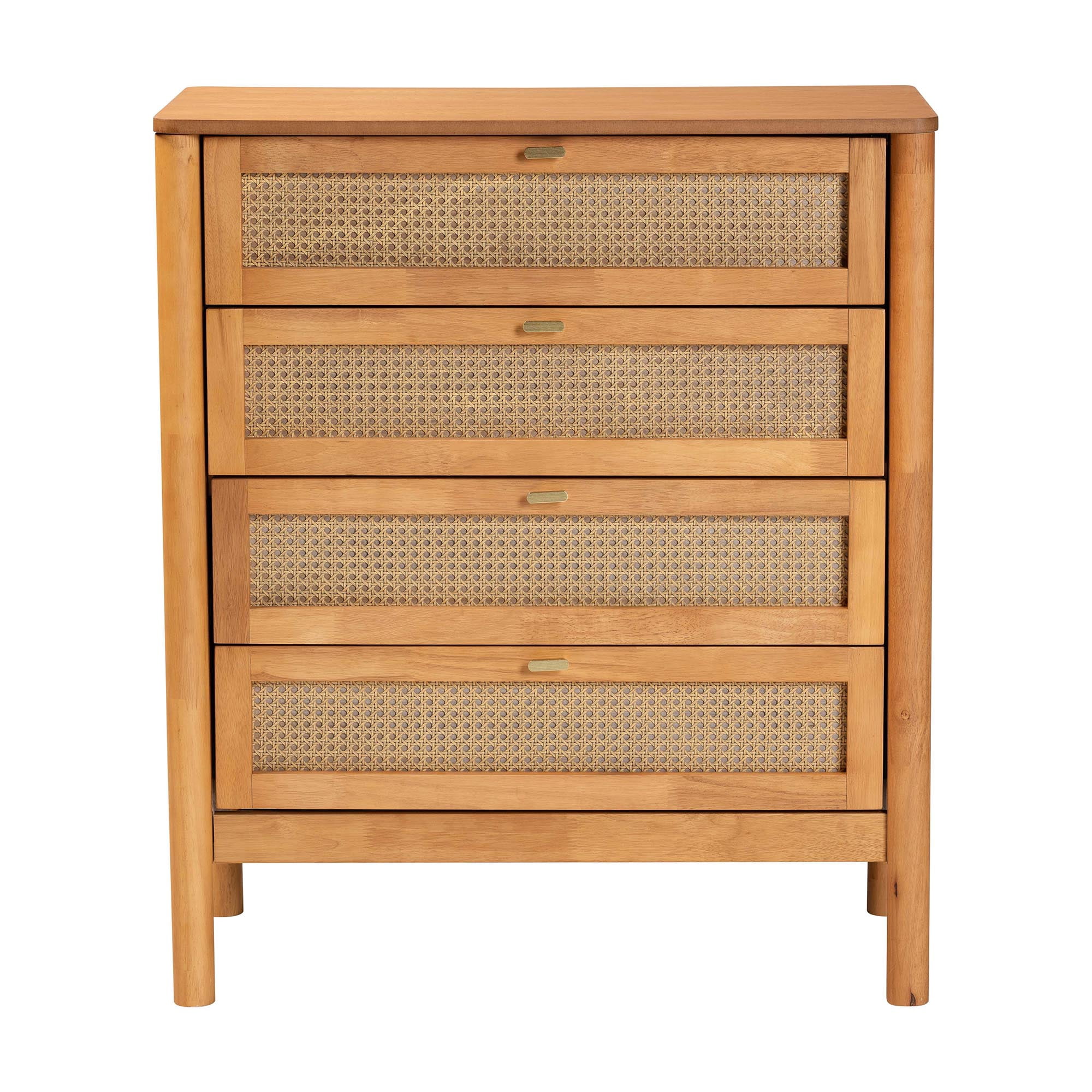 Baxton Studio Jenn Japandi Chest, 4-Drawer, Golden Brown