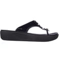 thumbnail image 3 of Womens Easy Spirit Bejewel Comfort Wedge Flip Flops - Black, 3 of 6