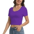 thumbnail image 2 of Premium Crop Tops for Women, Short Sleeve Scoop Neck, Sexy-Cute Design, 2 of 5