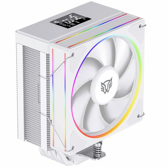 Disipador CPU Gamer BALAM RUSH HELIUX PRO HEX65 120mm ARGB 3pin LGA 1700 AM5 600 - 2000 RPM 4-pin PWM 6 Pipas Display Digital Blanco BR-941976