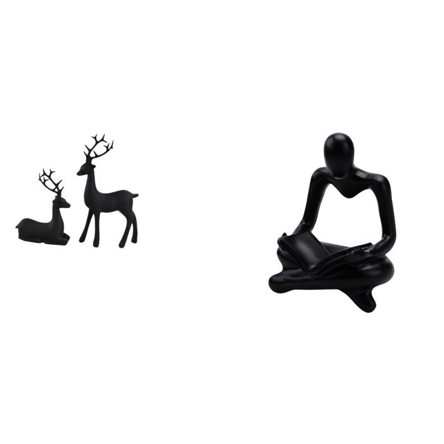 Escultura de figura de reno de resina, estatua creativa de pensador abstracto, artesanía para sala de estar, estudio, balcón, decoración, regalo