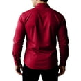 thumbnail image 3 of Domuza Muscle Dress Shirts Men Slim Fit Stretch Long Sleeve Button Down Shirts Casual Solid Color Lapel Business Athletic Blouse Wine 3XL, 3 of 3