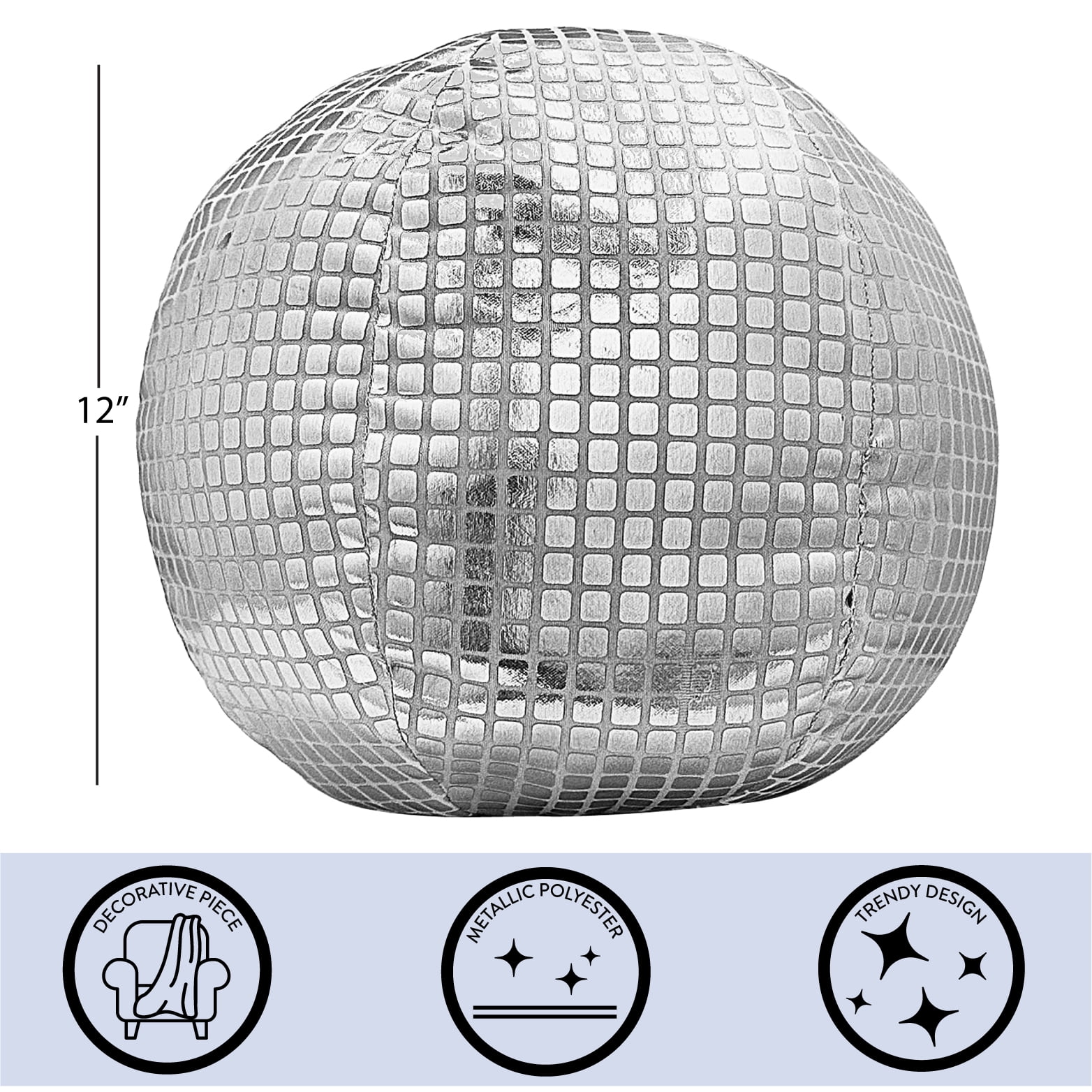 (4 pack) Urban Shop 12" Disco Ball Decorative Pillow for Teens and Young Adults