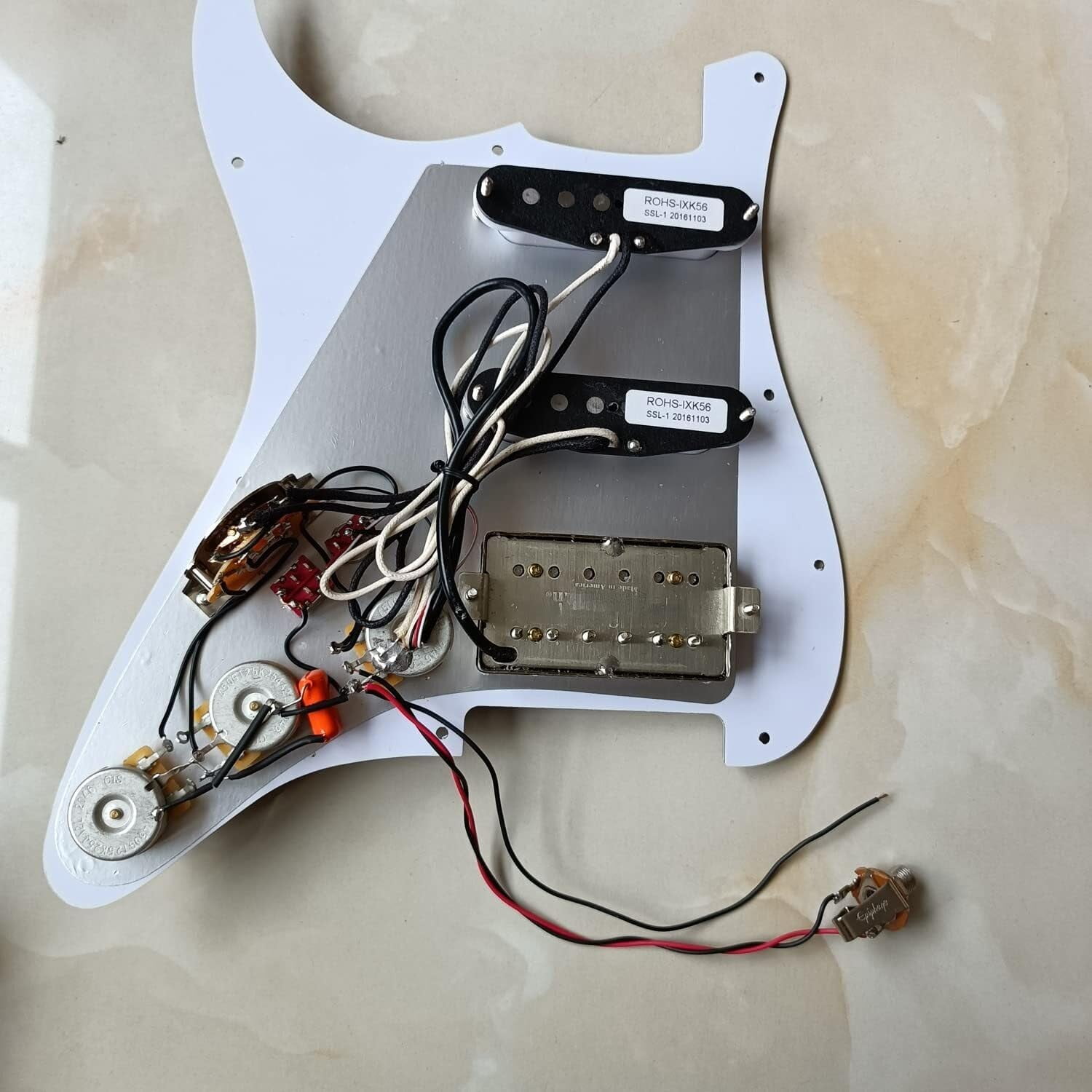 SSH Prewired Guitar Strat Pickguard Set  Ainico 5 Humbucker Pickups Coil Splitting Switch Multi Switch Harnesses ,For Fender ST Electric Guitar Part Replacement