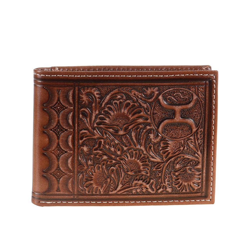 Hooey Chestnut Brown Bifold Wallet w/ Scalloped Floral Tooling ...