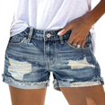 thumbnail image 4 of Women Denim Ripped Shorts Jeans High Waist Pants With Pockets Short Trousers Hot Pants, 4 of 4