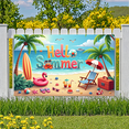thumbnail image 3 of Inflatable Flamingo Summer Banner Beach Scene Vibrant Colors Palm Trees for Outdoor Party Vacation Decoration, 3 of 9