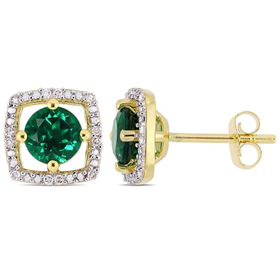 Everly Women's Created Emerald 10k Yellow Gold Earrings