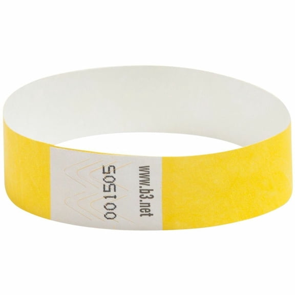 SICURIX Sequentially Numbered Security Wristbands, 3/4", Yellow Pack of 100