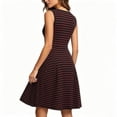 thumbnail image 3 of Hduncf Women's Casual Dresses Trendy Waistline Round Neck Sleeveless Striped High Waisted A Line Bodycon Dresses Red L, 3 of 7