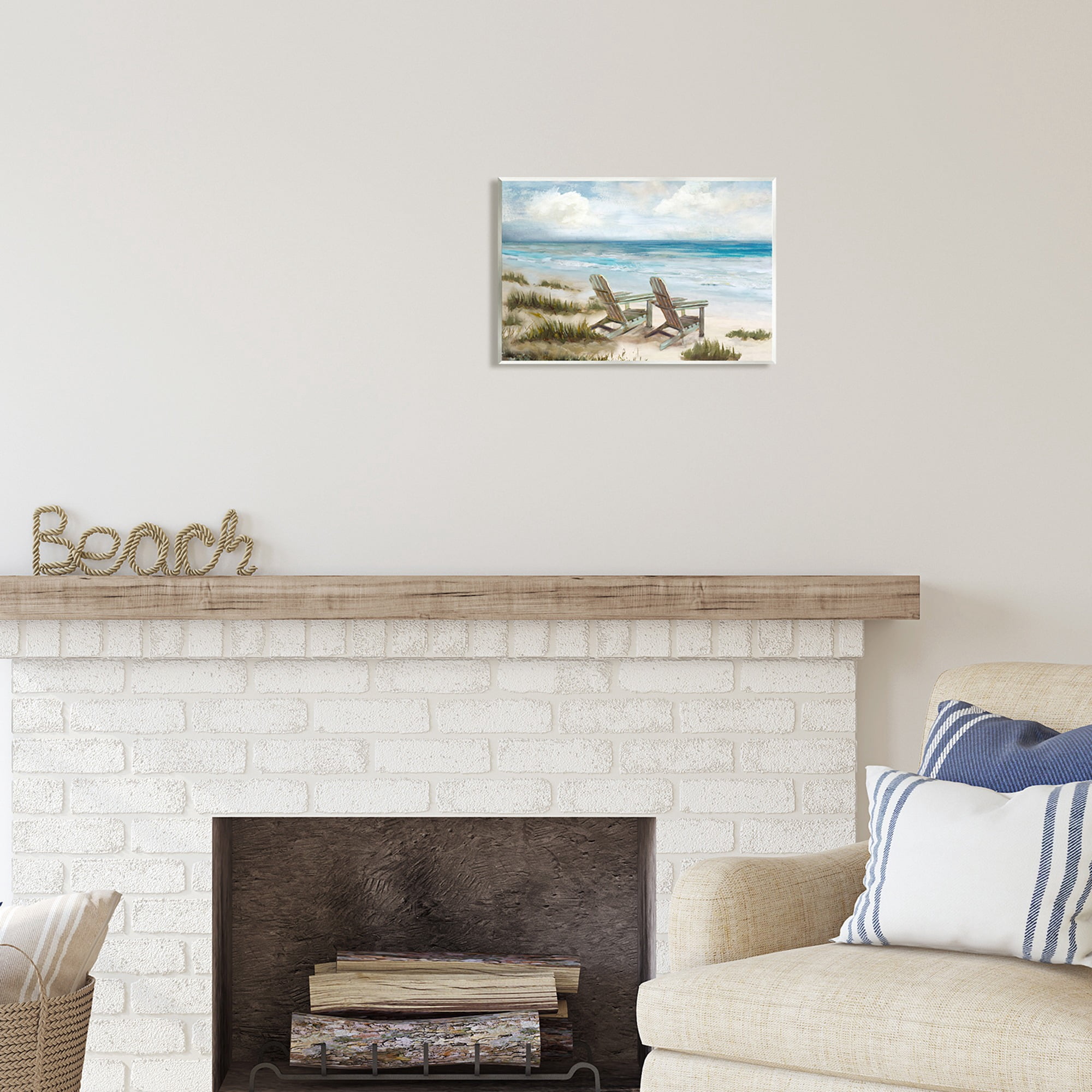 Stupell Industries View For Two Beach Chairs Nature Painting Unframed Art Print Wall Art, 15 x 10