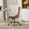 thumbnail image 4 of Topcobe Modern Velvet Upholstered Tufted Button Office Chair, Pink Velvet Swivel Desk Chair with Golden Metal Base, Ergonomic Adjustable Home Office Seat, 4 of 16