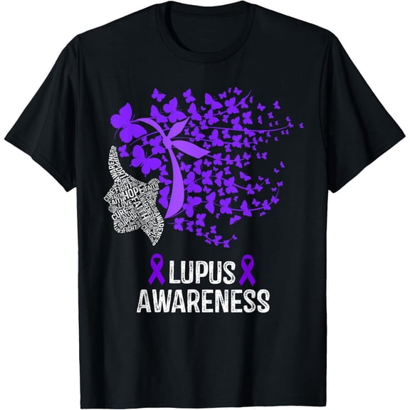 Lupus Awareness Shirt Lupus Purple Butterflies T-Shirt