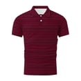thumbnail image 4 of Klisyaur Striped Blouses for Mens Short Sleeve Summer Button Collared Tee Tops Ligthweight Casual Clothes, 4 of 5