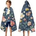 thumbnail image 3 of Pioneer Flower Floral Print Pattern Hooded Bath Towel，50"x30" for Ages 3 To 12 Kids, Quick Dry Lightweight Soft Microfiber Hood Beach Towel Cover Up for Kids, 3 of 7
