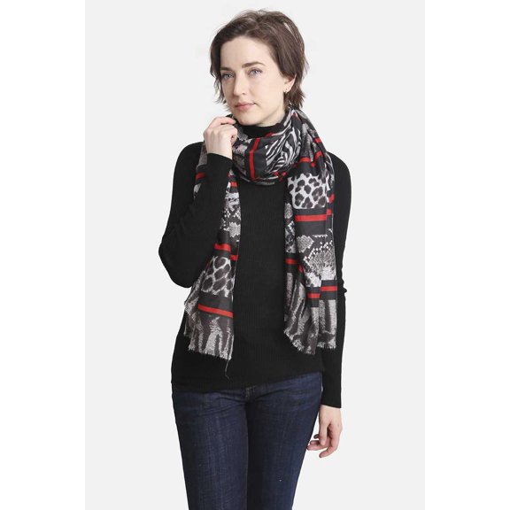 Fashion Animal Print Skinny Scarf Black