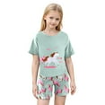 thumbnail image 6 of Laipiong Girls Summer Outfits Casual Cartoon Horse Print Short Sleeve Shorts Set Comfortable Playwear Daily Wear Outdoor Activities Mint Green 7-8, 6 of 6