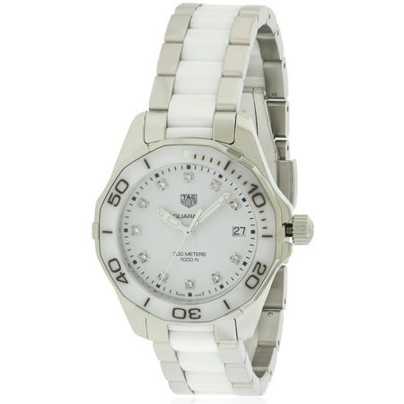 TAG Heuer Women's Aquaracer Diamond 35mm Two Tone Steel Bracelet & Case Swiss Quartz Watch WAY131D.BA0914