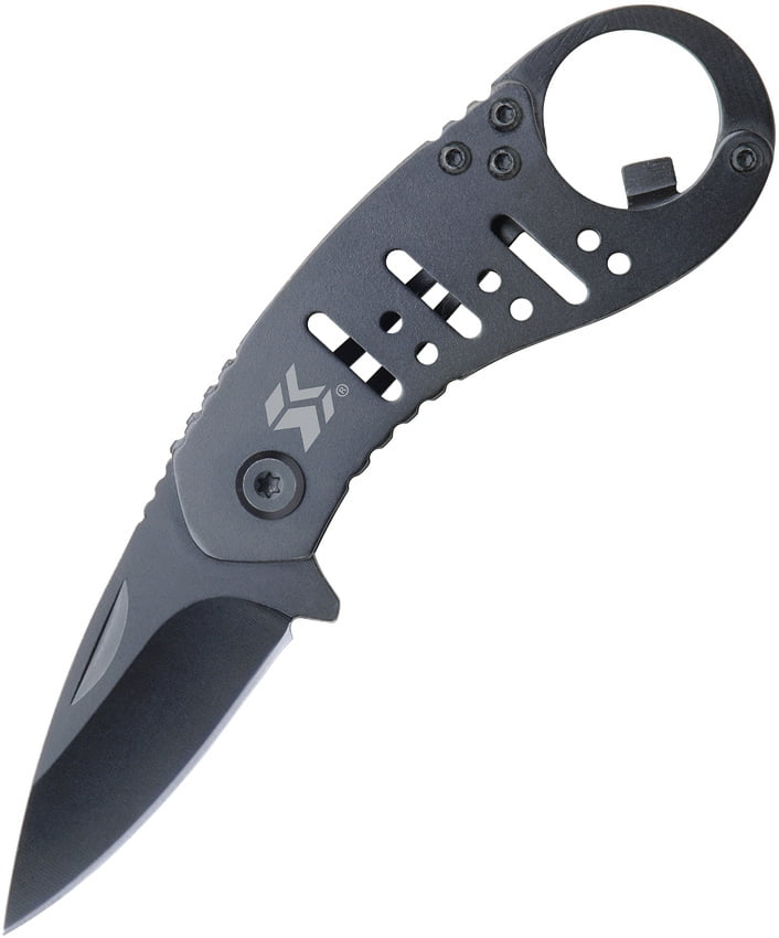 Swiss Tech 45039 BLAK Folding Pocket Knife 2 Blade & Black Handle