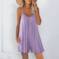 thumbnail image 2 of Riforla Womens Casual Sleeveless Strap Loose Adjustable Jumpsuits Stretchy Shorts Romper with Pockets Purple M, 2 of 5