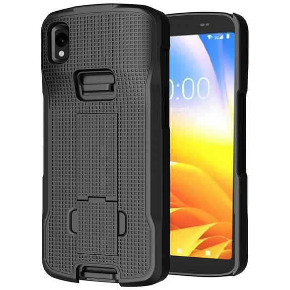 Case with Stand for Zebra TC22 TC27 Mobile Computer Scanner, Nakedcellphone Textured Slim Hard Shell Protector Cover with Kickstand - Black