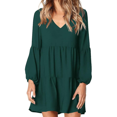 thumbnail image 1 of Vestido túnica de verano para mujer, cuello en V, informal, suelto, fluido, con vuelo, 1 of 6