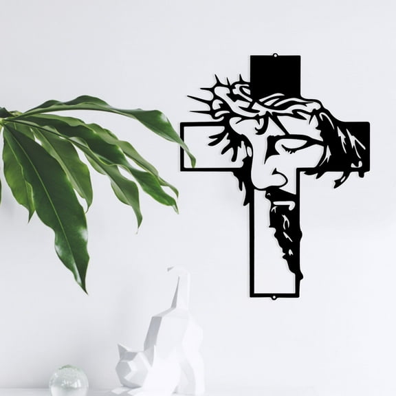 HELLOYOUNG 11.81 inch Cross Figure Iron hook Metal Outdoor Decorations Wall Hanging for Bedroom/Entryway Wall Transformation Artifact Beautify the space