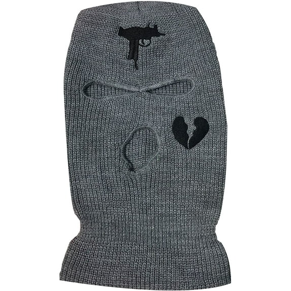 GRNSHTS 3-Hole Full Face Cover, Thermal Knit Ski Mask Winter Balaclava Cap for Outdoor Sports (Grey)