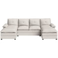 thumbnail image 3 of Walsunny Sectional Sofa Set, 110" U-Shaped Polyester Couch, 4 Seat Lounge Sleeper with Double Chaise for Living Room Creamy White, 3 of 6