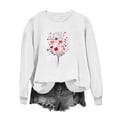 thumbnail image 2 of Plus Size Tops for Women Viikei Womens Tops Long Sleeve Dressy,Valentine's Day Women's Long Sleeved Round Neck Fashionable Printed Hooded Sweatshirt White XS, 2 of 4