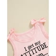 thumbnail image 6 of Niusricy Kids Toddler Girl Summer Outfit 1T 2T 3T 4T 5T Sleeveless Vest Letter Print Bow Round Neck Tank Tops with Elastic Waist Solid Color Shorts Liashion Casual Daily Clothes for Vacation, 6 of 7