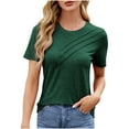 thumbnail image 2 of Otvok Womens Tops New Short Sleeve Round Neck Solid Color Button Casual Fashion Blouse, 2 of 6