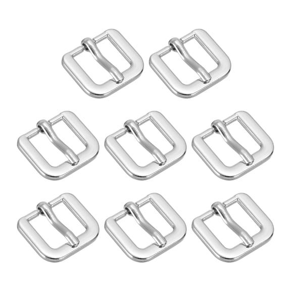Metal Roller Buckle, 8Pack 0.63 Inch Single Prong Belt Buckle Square Replacement Bar Buckles for Leather Craft Accessories Belt, Silver