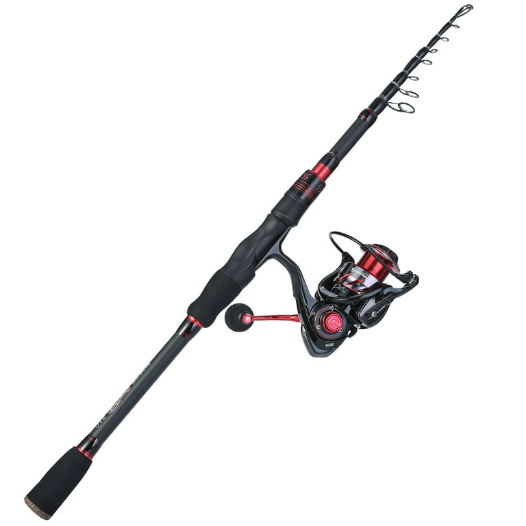 Sougayilang Spinning Fishing Rod and Reel Combo with Telescopic Pole Smooth  13+1BB Fishing Reel