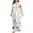 thumbnail image 3 of XFYSSS Plus Size Dresses for Women Round Neck Printed Short Sleeve Maxi Dresses Casual Empire Waist Long Dress with Pockets XL-5XL, 3 of 6