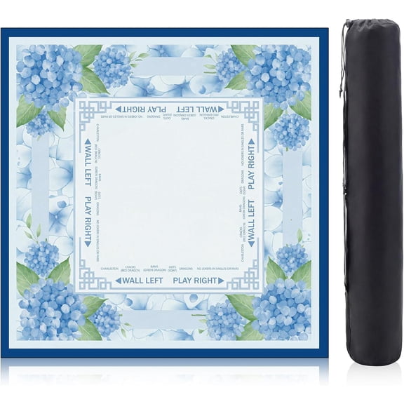 Flower Mahjong Mat 31.5 x 31.5in, Non-Slip Noise-Reducing for American Mahjong & Board Games