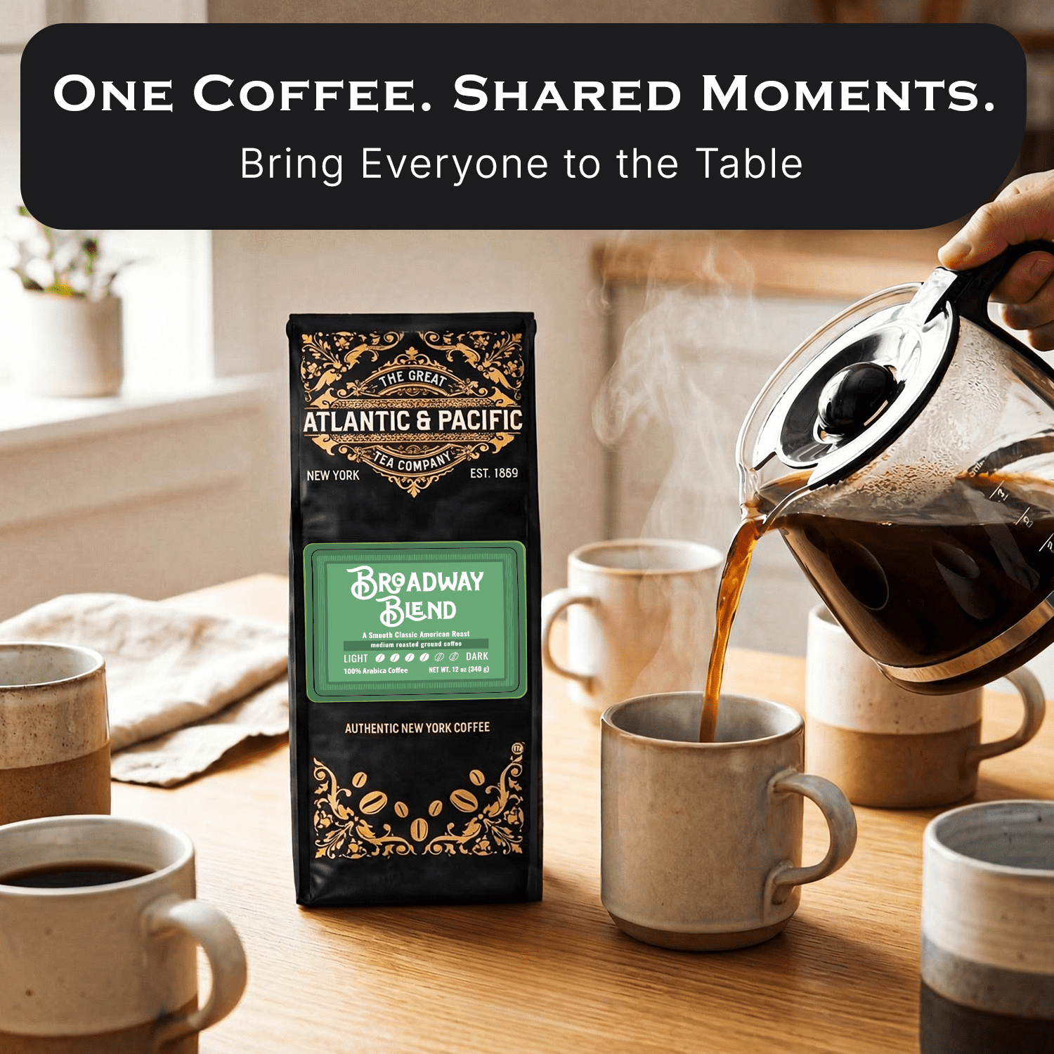 A&P Broadway Blend Ground Coffee, 12 oz 3 Pack Medium Roast, Smooth & Classic, Premium 100% Arabica, Rich Aroma & Freshly Blended Coffee Experience
