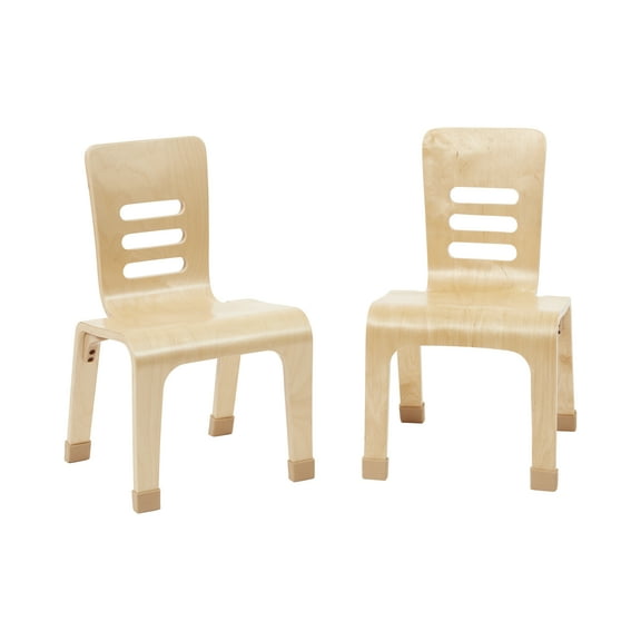 ECR4Kids Stackable Bentwood Chair, 12in Seat Height, Montessori Furniture, Natural, 2-Pack