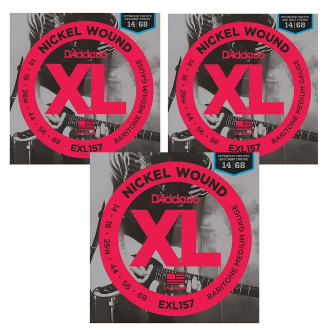 Juego de 3 cuerdas para guitarra eléctrica barítono D'Addario EXL157 Medium