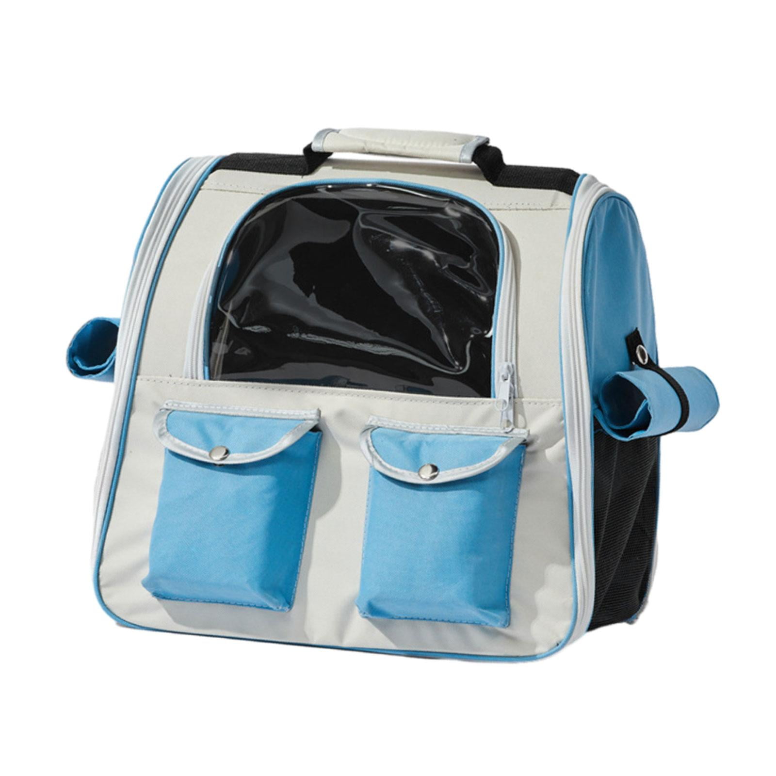 Cat Carrier Backpack Pet Travel Backpack Breathable Carrying Bag Transparent Dog Cat Carrier Cat Dog Backpack Bag for Outdoor Use Blue