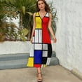 thumbnail image 3 of Piet Mondrian Abstract Art Dress Fashion Boho Beach Long Dresses Female Party Printed Maxi Dress, 3 of 9