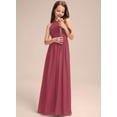thumbnail image 4 of Drtj 2-16T Teen Junior girls Bridesmaid Dress Flower Girl Dresses with Pleated A-line Halter Floor-Length Chiffon, 4 of 6