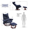 thumbnail image 4 of Mcombo Swivel Recliner with Ottoman, Massage TV Chairs with Neck Pillow and Side Pocket for Living Reading Room, Chenille Fabric 4188, 4 of 10