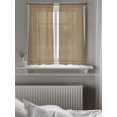 thumbnail image 5 of Brown Textured Curtains 45 Inch Length, Sheer Curtains for Bedroom Living Room Window Farmhouse Country Woven Striped Rod Pocket Voile Drapes Kitchen Curtains Small Half Window 42"x45" 2 Panels, 5 of 7