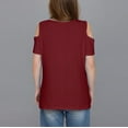 thumbnail image 4 of Staron Women's Casual Off Shoulder Top Eyelet Embroidery Short Sleeve Round Neck Pullover Blouse Shirt, Wine S, 4 of 7